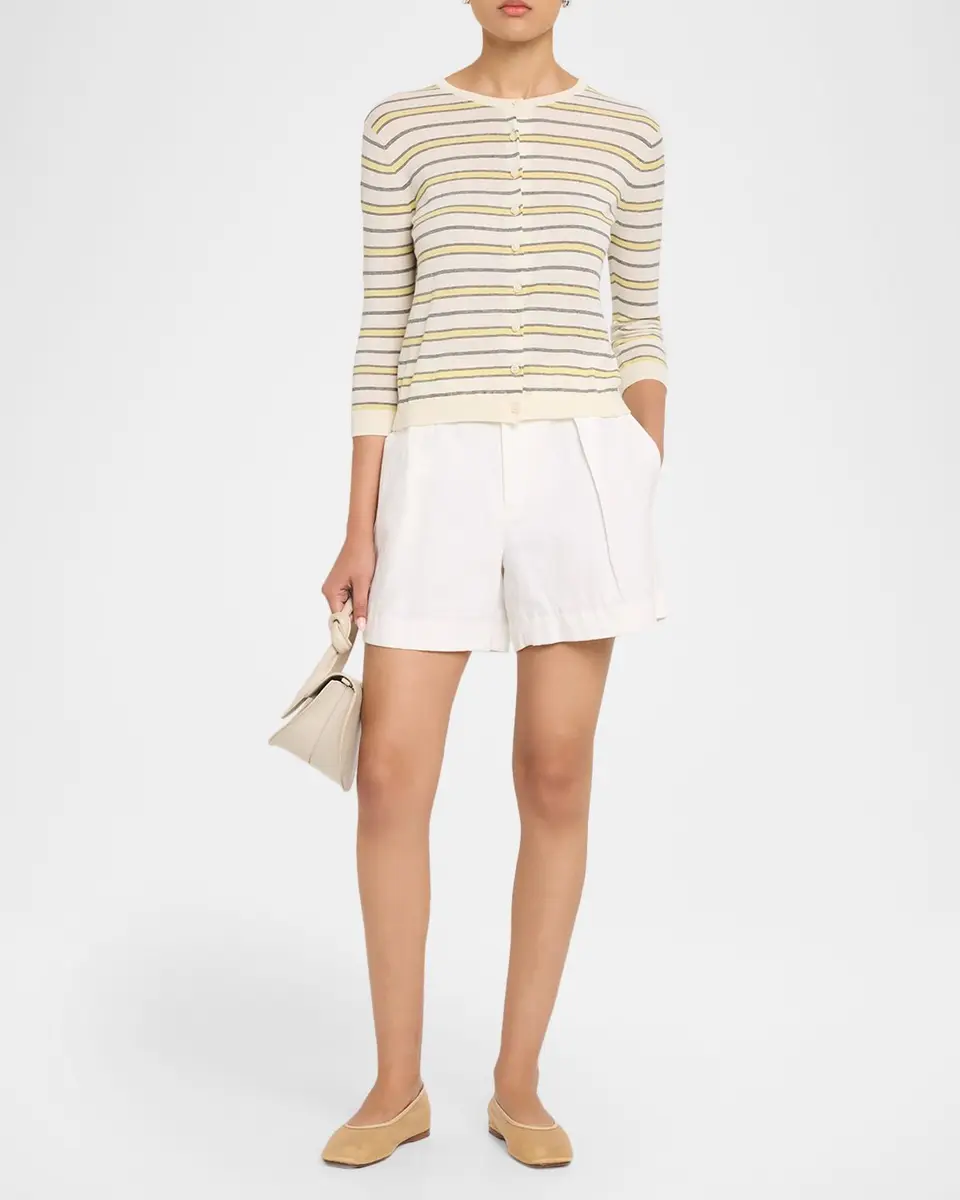 Vince Stripe Three-Quarter Sleeve Cardigan | Thumbnail 2 Vince Stripe Three-Quarter Sleeve Cardigan | Thumbnail 2