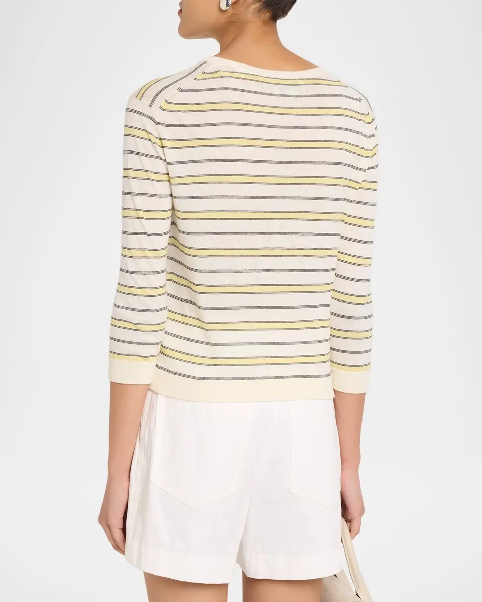 Vince Stripe Three-Quarter Sleeve Cardigan | Thumbnail 3 Vince Stripe Three-Quarter Sleeve Cardigan | Thumbnail 3