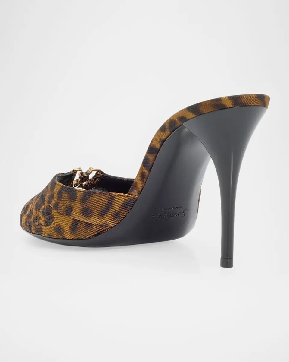 Saint Laurent 90mm Leopard Grosgrain Mule Pumps | Thumbnail 4 Saint Laurent 90mm Leopard Grosgrain Mule Pumps | Thumbnail 4