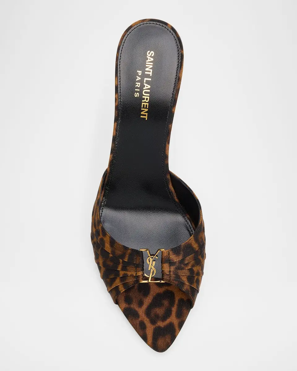 Saint Laurent 90mm Leopard Grosgrain Mule Pumps | Thumbnail 6 Saint Laurent 90mm Leopard Grosgrain Mule Pumps | Thumbnail 6