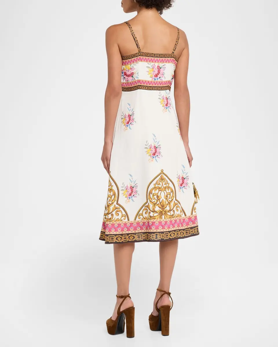 Elie Tahari The Annalise Floral and Scrollwork-Print Midi Dress | Thumbnail 3 Elie Tahari The Annalise Floral and Scrollwork-Print Midi Dress | Thumbnail 3