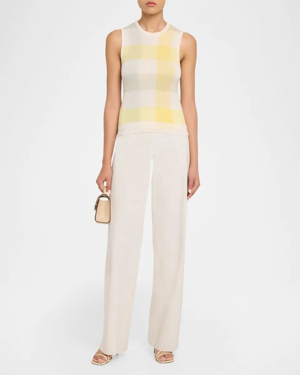 Vince Plaid Crewneck Sleeveless Top | Thumbnail 2 Vince Plaid Crewneck Sleeveless Top | Thumbnail 2