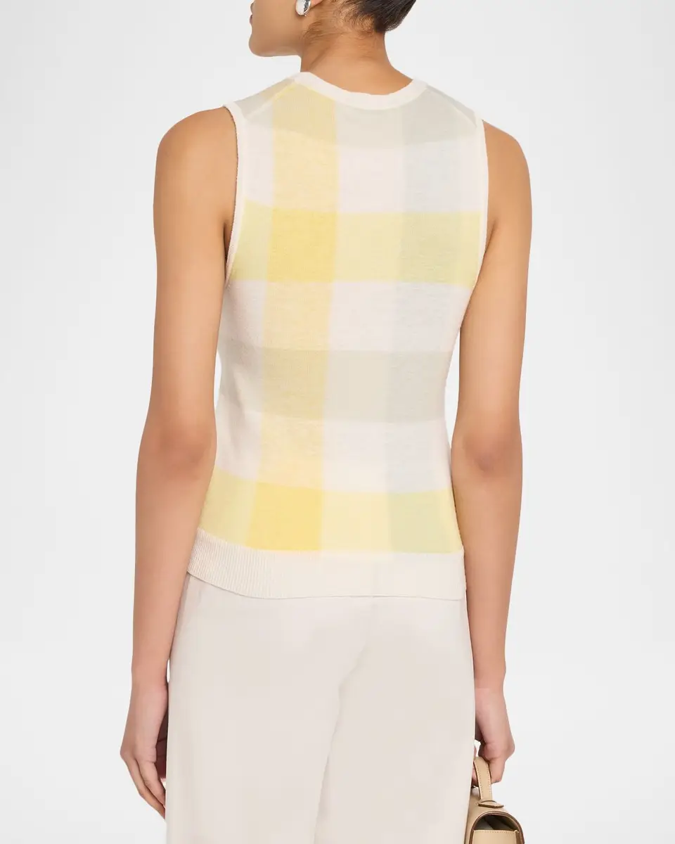 Vince Plaid Crewneck Sleeveless Top | Thumbnail 3 Vince Plaid Crewneck Sleeveless Top | Thumbnail 3