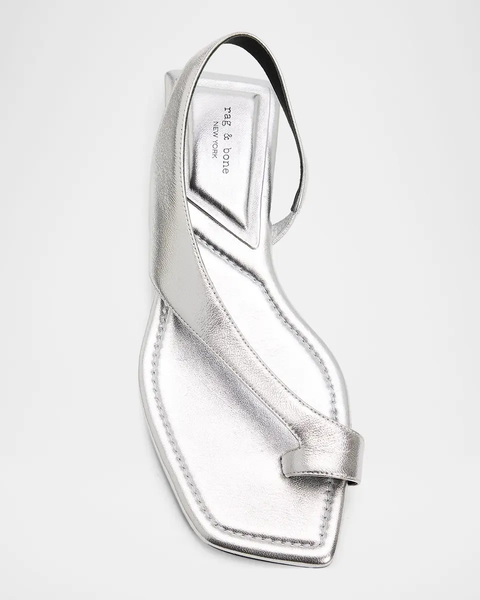 rag & bone Liv Metallic Leather Flat Toe-Ring Sandals | Thumbnail 3