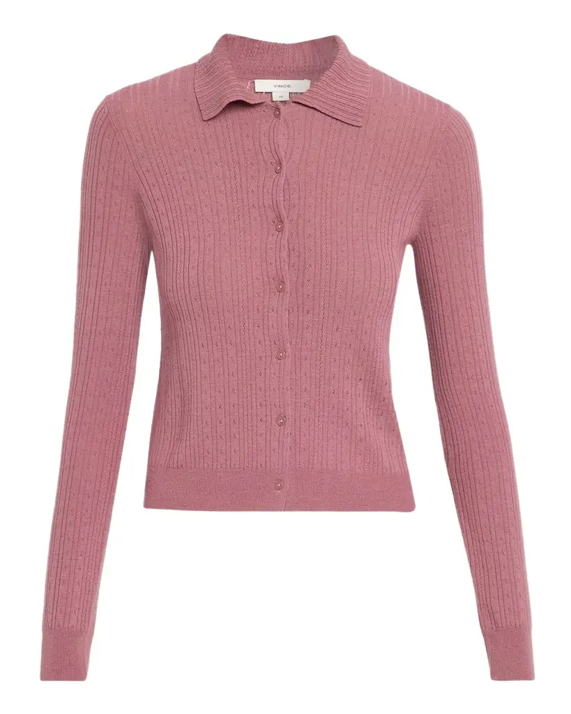 Vince Pointelle Wool Cardigan | Image 1 Vince Pointelle Wool Cardigan | Image 1