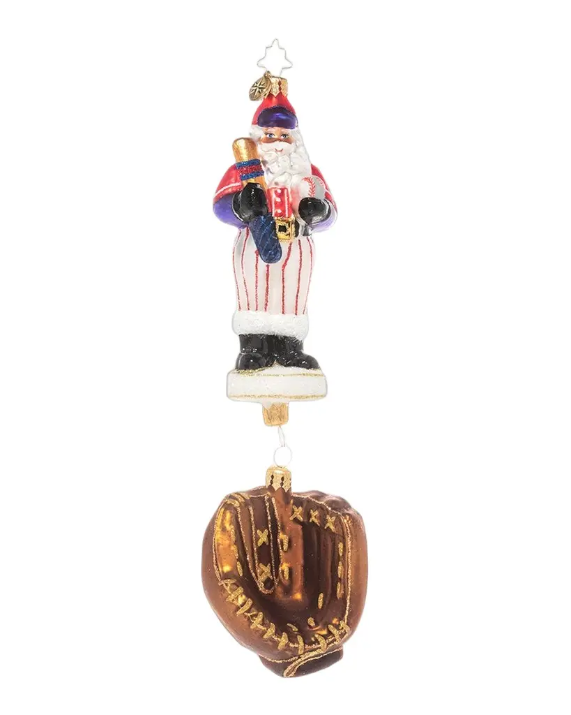 Christopher Radko Slugger Santa Christmas Ornament | Image 1 Christopher Radko Slugger Santa Christmas Ornament | Image 1