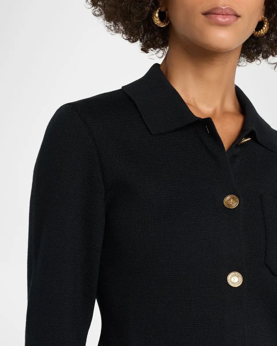 Saint Laurent Wool Button-Front Polo Cardigan | Thumbnail 4