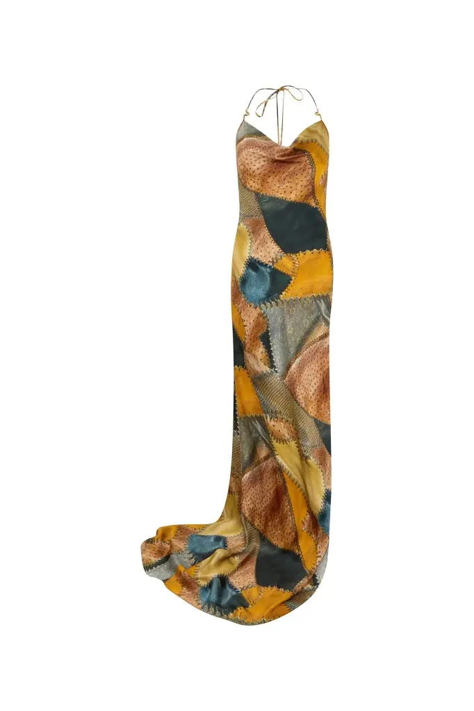 Roberto Cavalli Patchwork Print Silk Slip Dress | Image 1 Roberto Cavalli Patchwork Print Silk Slip Dress | Image 1