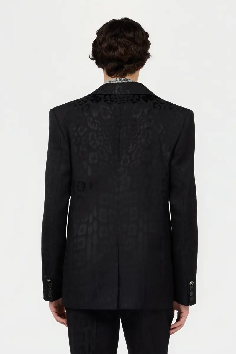 Roberto Cavalli Black Jacquard Tailored Jacket | Thumbnail 3 Roberto Cavalli Black Jacquard Tailored Jacket | Thumbnail 3