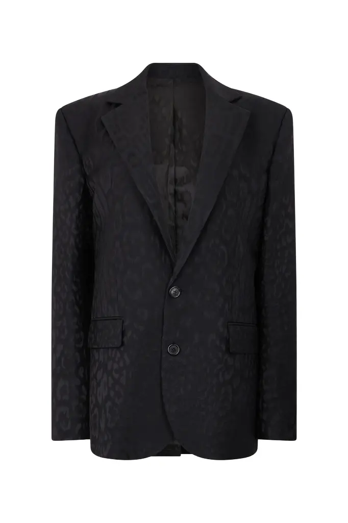 Roberto Cavalli Black Jacquard Tailored Jacket | Image 1 Roberto Cavalli Black Jacquard Tailored Jacket | Image 1