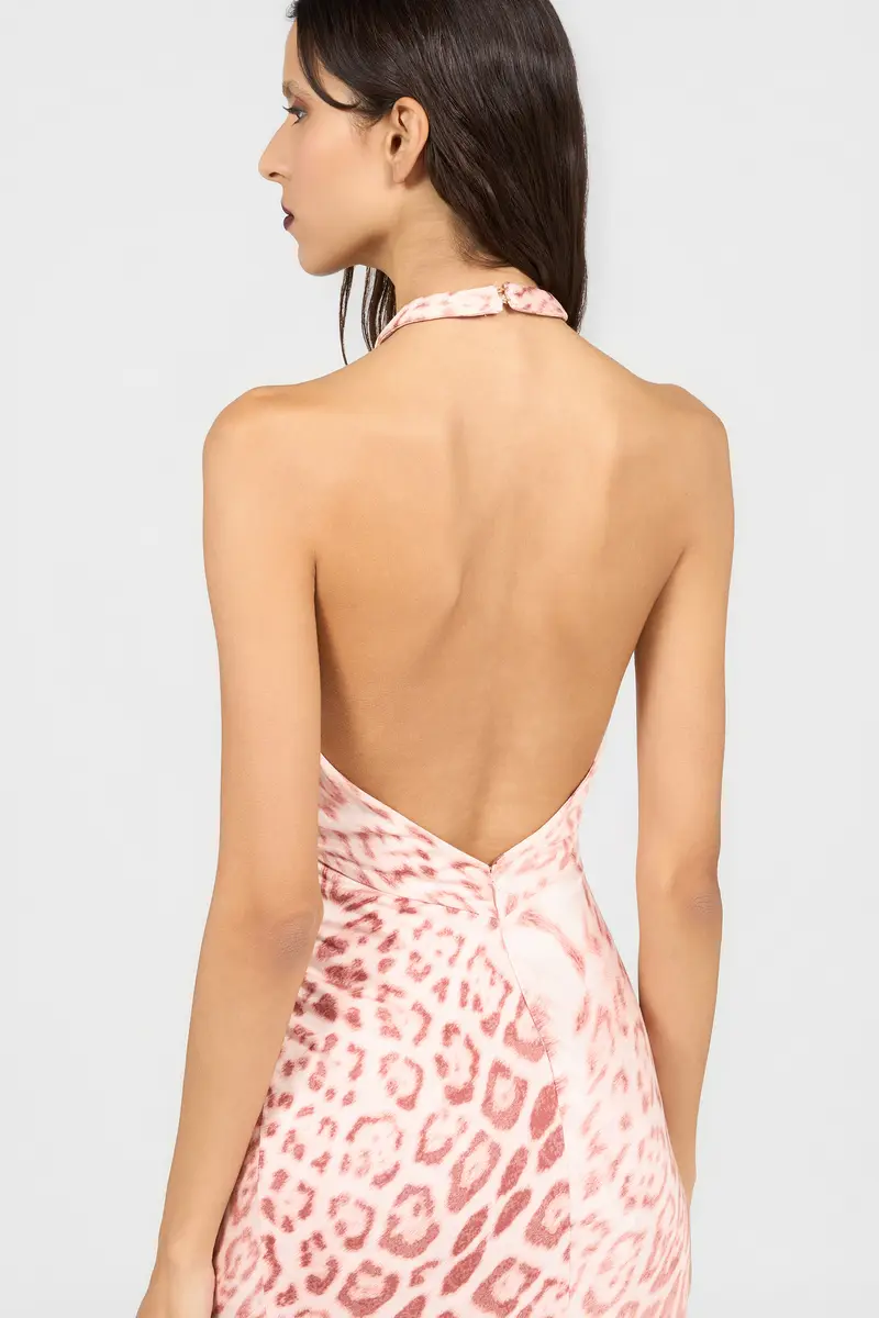 Roberto Cavalli Jaguar Pink Print Midi Dress | Thumbnail 5