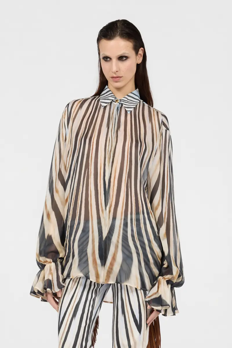 Roberto Cavalli Zebra Print Silk Shirt | Thumbnail 2