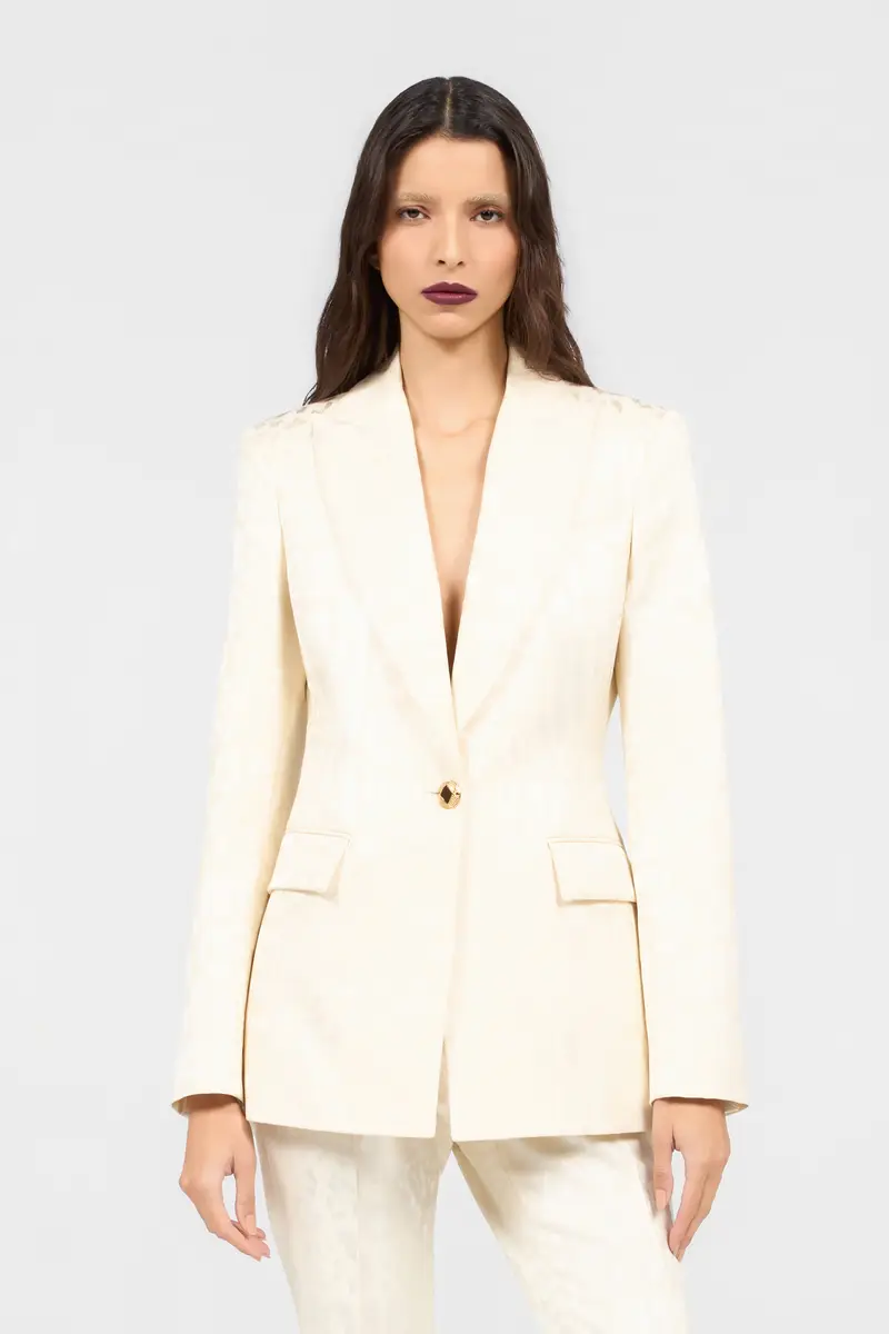 Roberto Cavalli Ivory Jacket With Jaguar Motif | Thumbnail 2 Roberto Cavalli Ivory Jacket With Jaguar Motif | Thumbnail 2