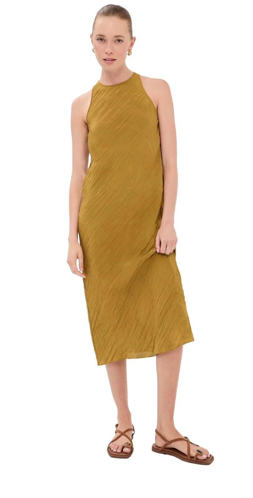 The Crinkle Slip Midi Bias Dress
