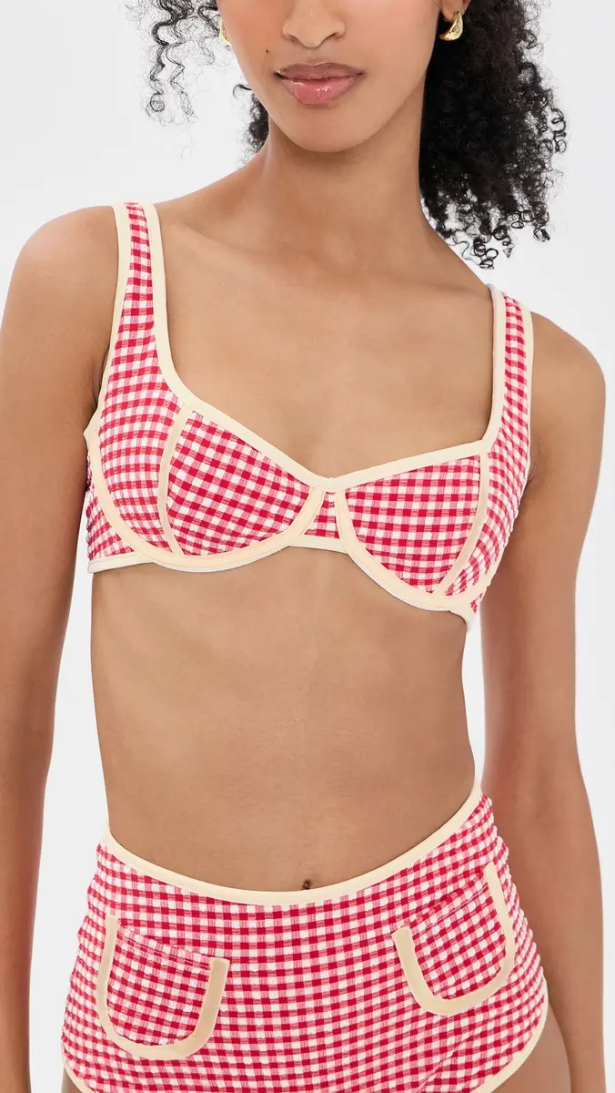 Montce Micro Gingham Romy Binded Bikini Top | Thumbnail 2 Montce Micro Gingham Romy Binded Bikini Top | Thumbnail 2