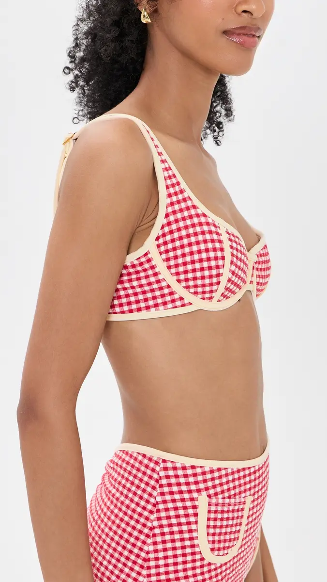 Montce Micro Gingham Romy Binded Bikini Top | Thumbnail 4 Montce Micro Gingham Romy Binded Bikini Top | Thumbnail 4