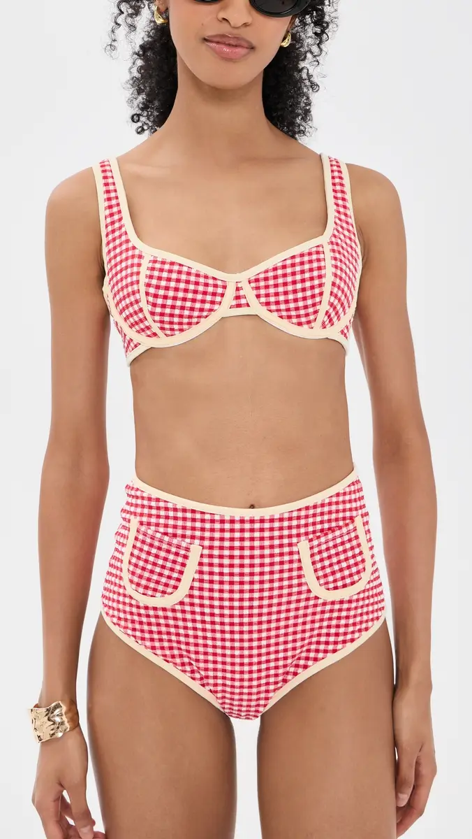 Montce Micro Gingham Romy Binded Bikini Top | Thumbnail 5 Montce Micro Gingham Romy Binded Bikini Top | Thumbnail 5