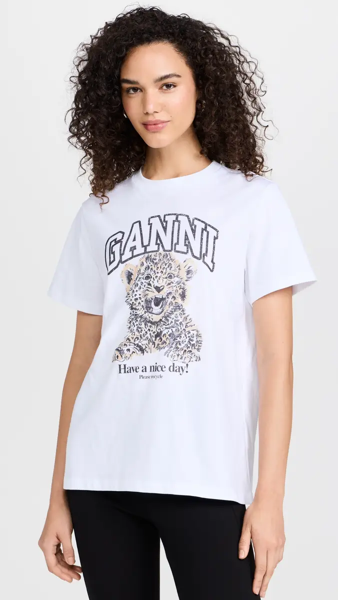 Ganni Basic Jersey Leopard Relaxed T-Shirt | Thumbnail 2 Ganni Basic Jersey Leopard Relaxed T-Shirt | Thumbnail 2