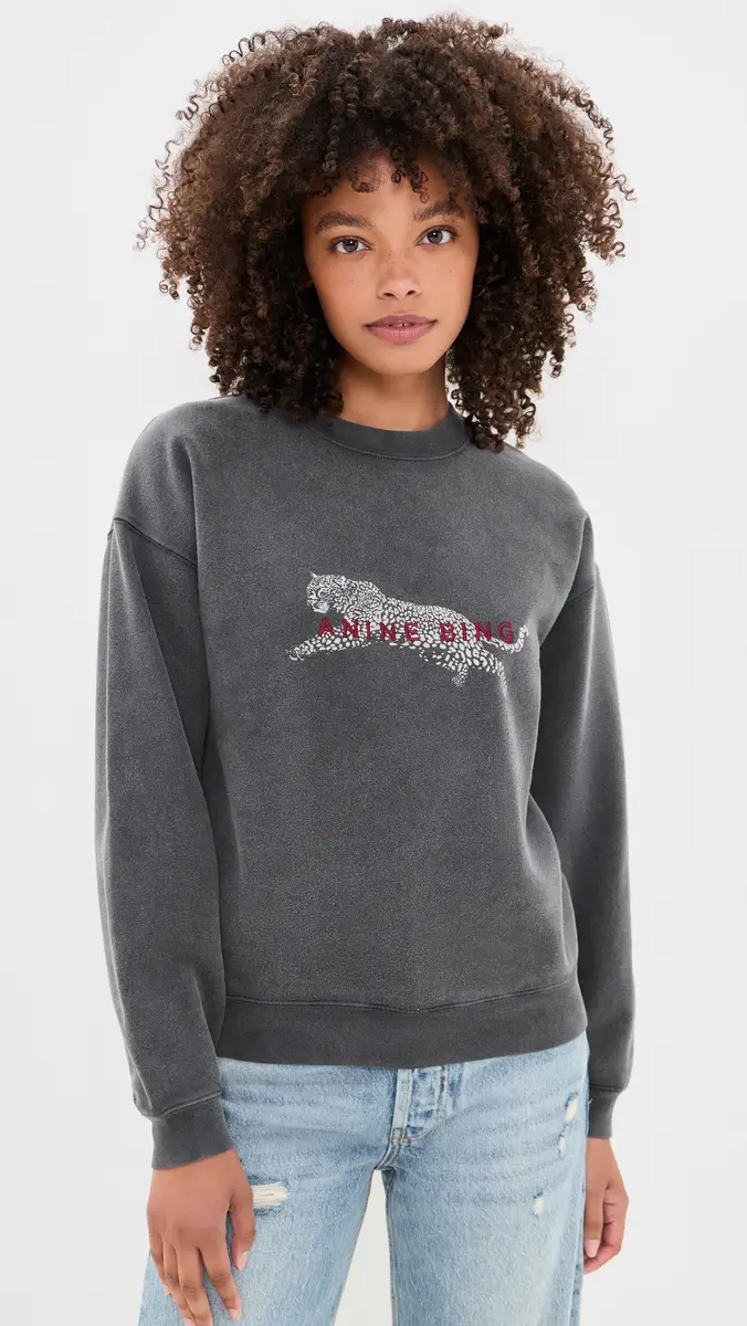 Anine Bing Spencer Leopard Sweatshirt | Thumbnail 2 Anine Bing Spencer Leopard Sweatshirt | Thumbnail 2