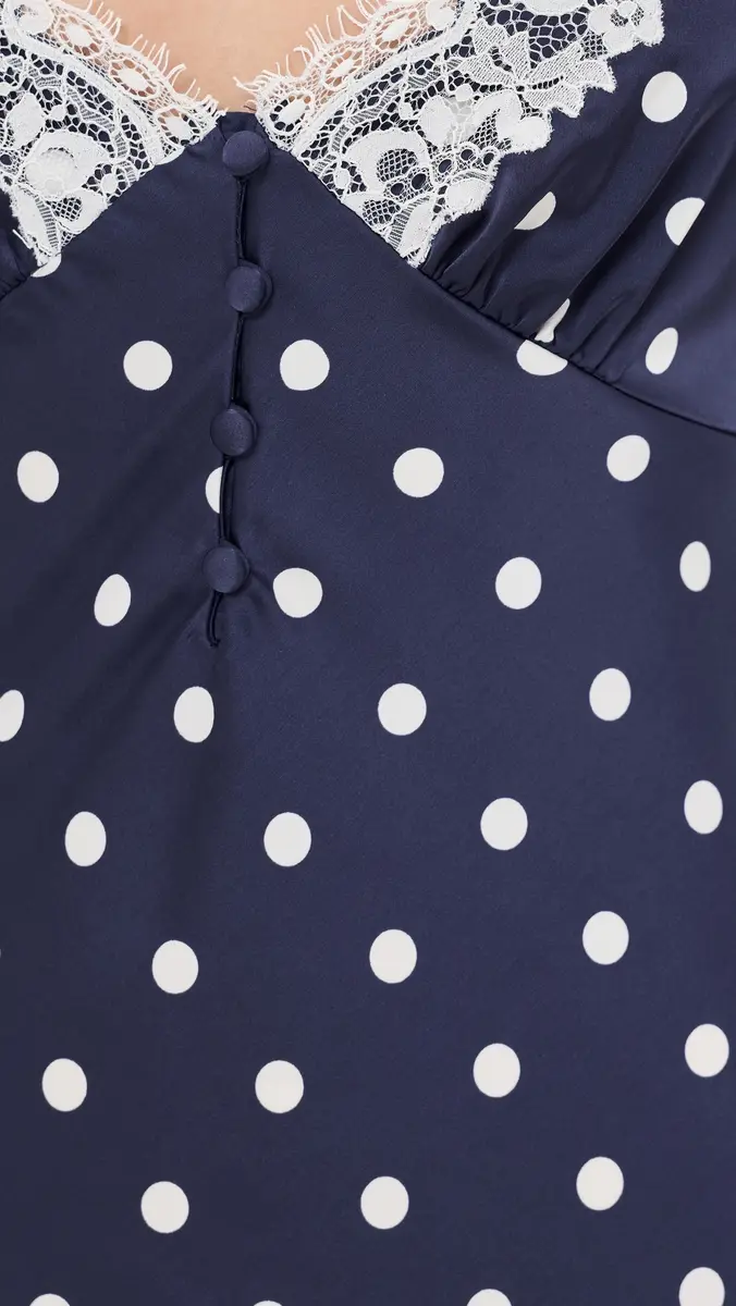 Self-Portrait Navy Polka Dot Satin Mini Dress | Thumbnail 6 Self-Portrait Navy Polka Dot Satin Mini Dress | Thumbnail 6