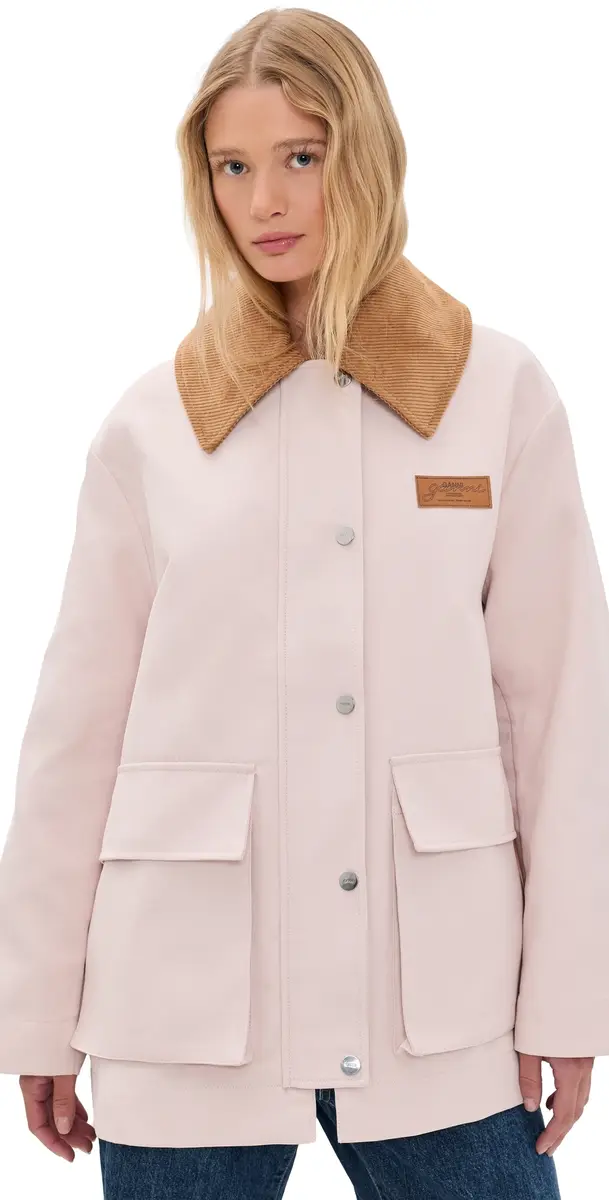 Ganni Heavy Twill Jacket Primrose Pink | Image 1 Ganni Heavy Twill Jacket Primrose Pink | Image 1