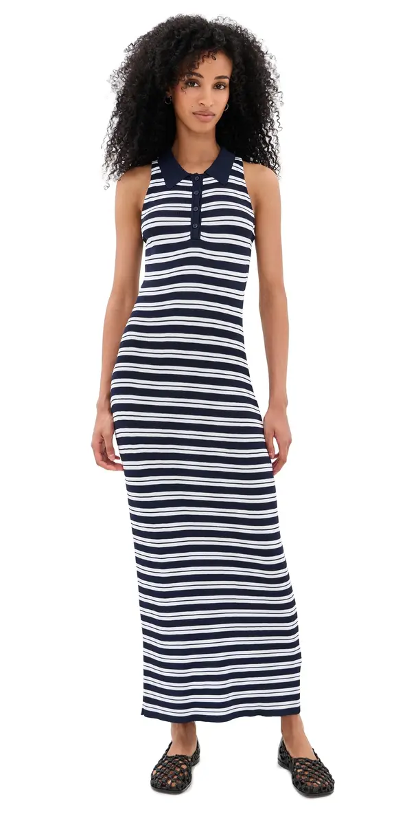 Rowing Blazers Halter Polo Maxi Dress Navy | Image 1 Rowing Blazers Halter Polo Maxi Dress Navy | Image 1