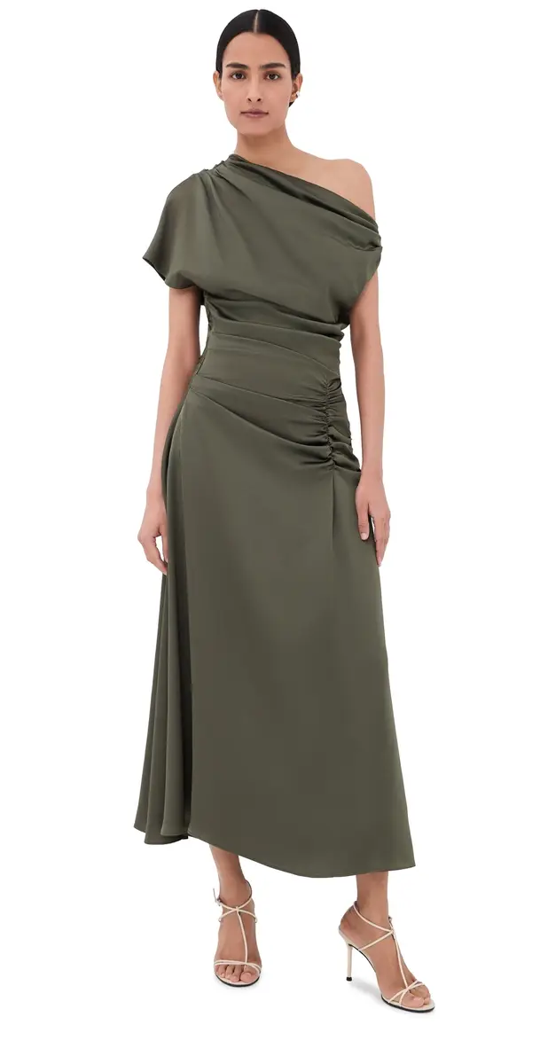 Simkhai Joanna Asymmetrical Midi Dress Sea Turtle | Image 1 Simkhai Joanna Asymmetrical Midi Dress Sea Turtle | Image 1