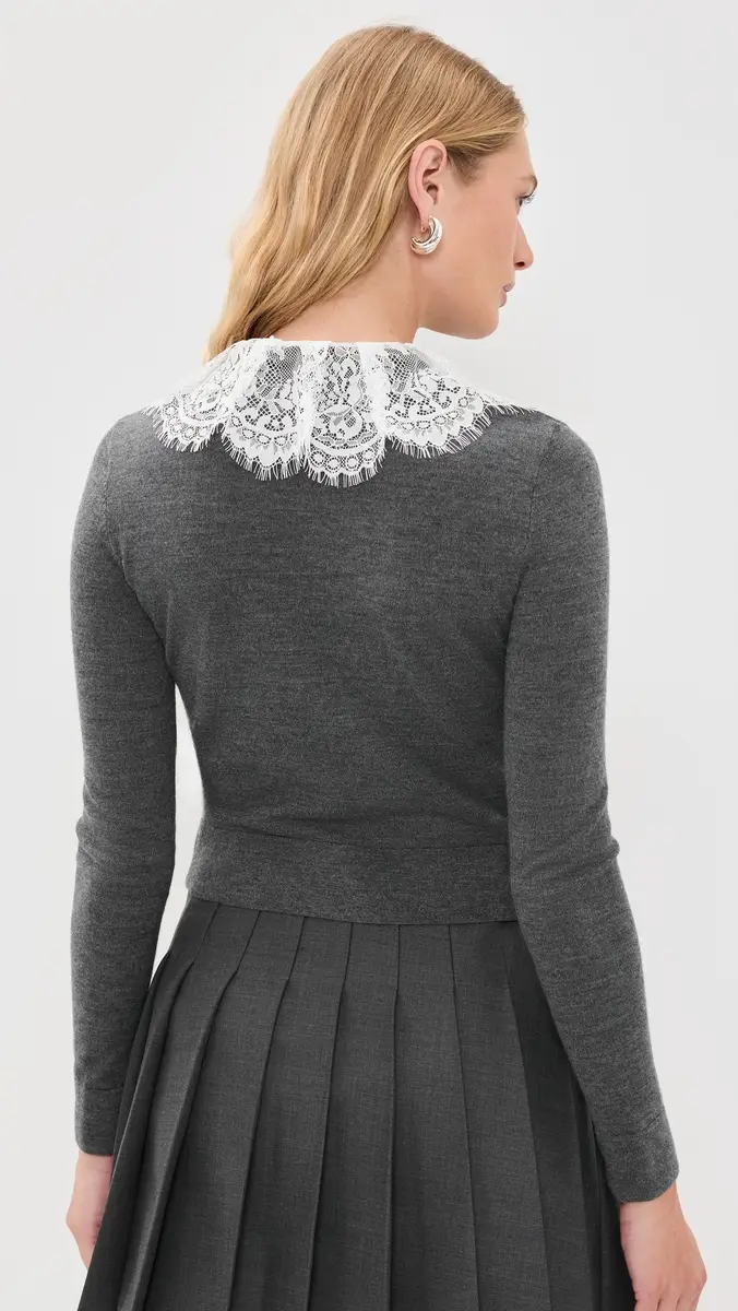 Self-Portrait Lace Collar Knit Cardigan | Thumbnail 3 Self-Portrait Lace Collar Knit Cardigan | Thumbnail 3