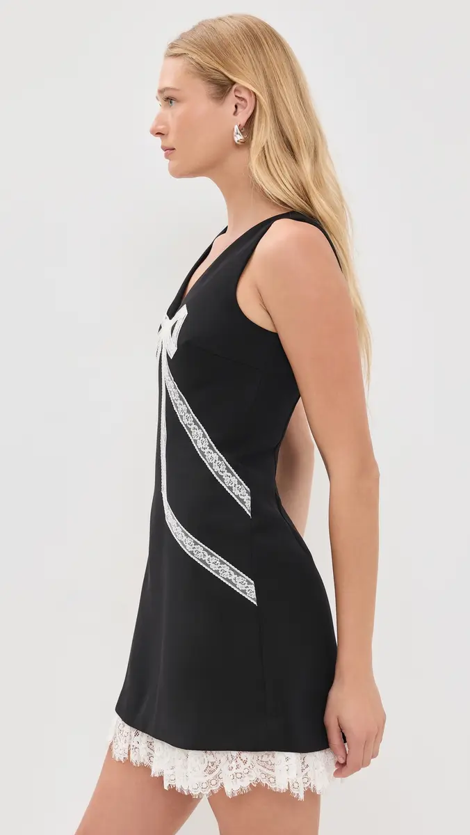Self-Portrait Bow Lace Mini Dress | Thumbnail 4 Self-Portrait Bow Lace Mini Dress | Thumbnail 4