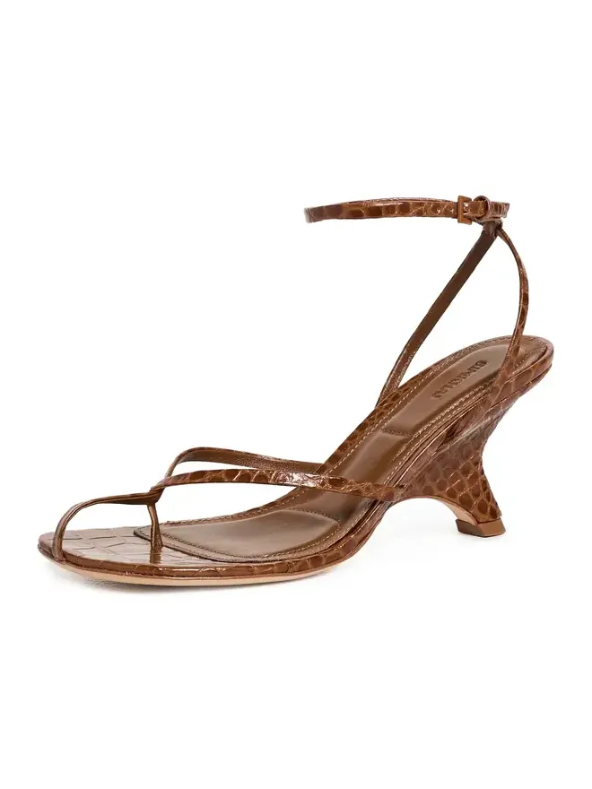 Kelsey Embossed Leather Strappy Wedge Sandals Kelsey Embossed Leather Strappy Wedge Sandals