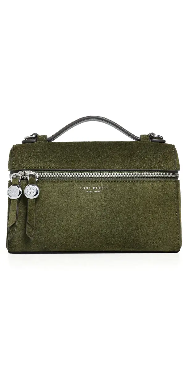 Tory Burch Suede Slim Top Handle Bag Leccio | Image 1 Tory Burch Suede Slim Top Handle Bag Leccio | Image 1