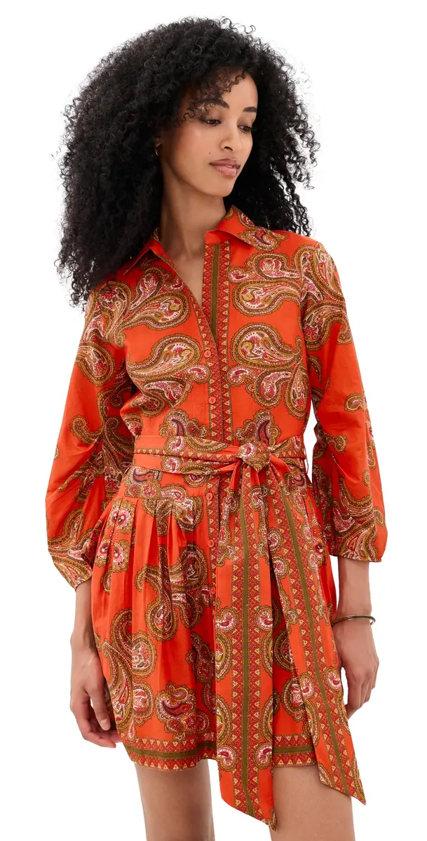 Cara Cara Raya Mini Dress Sierra Paisley Orange | Image 1 Cara Cara Raya Mini Dress Sierra Paisley Orange | Image 1