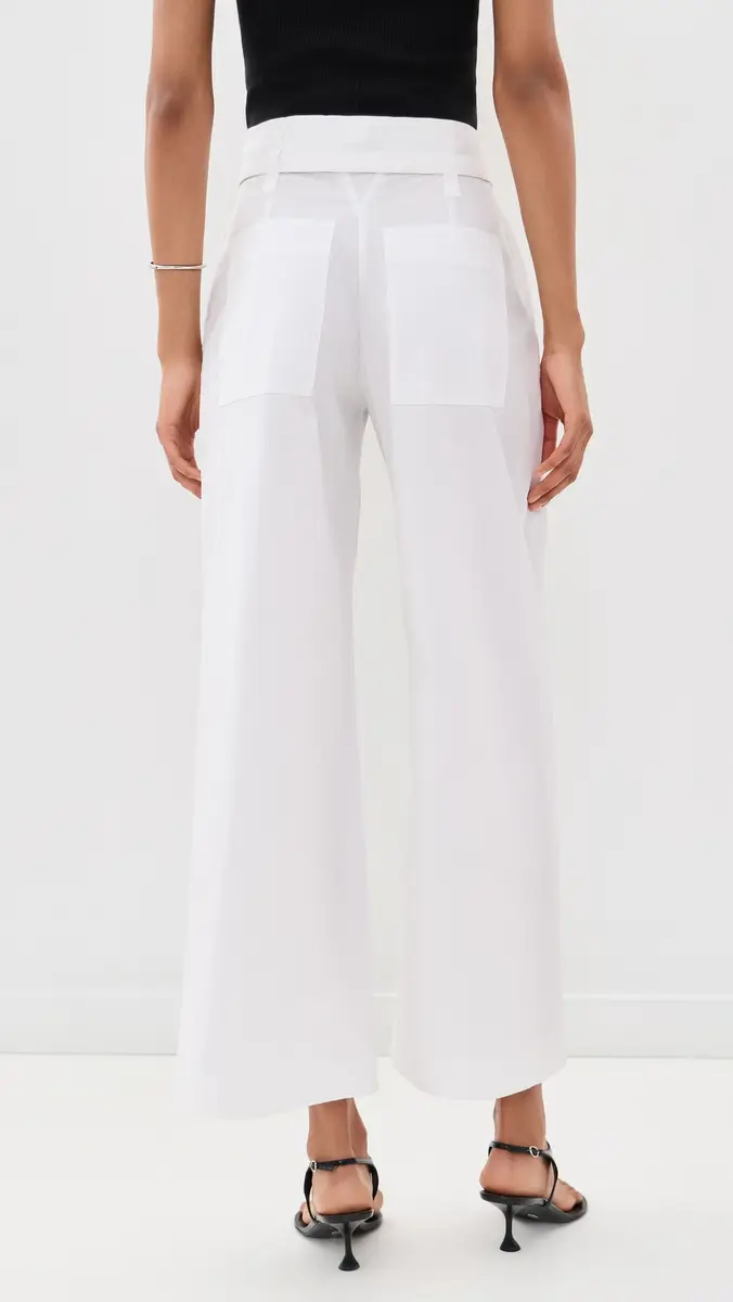 Proenza Schouler White Label Cropped Raver Pants In Poplin White | Thumbnail 3 Proenza Schouler White Label Cropped Raver Pants In Poplin White | Thumbnail 3