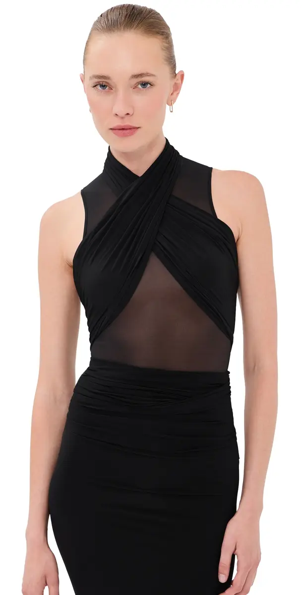 WARDROBE.NYC WARDROBE. NYC Translucent Tank Thong Bodysuit Black | Image 1 WARDROBE.NYC WARDROBE. NYC Translucent Tank Thong Bodysuit Black | Image 1
