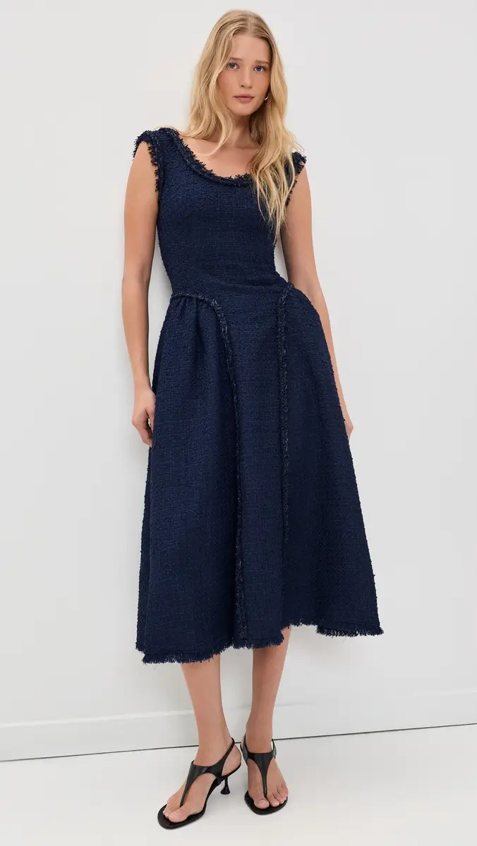 Self-Portrait Boucle Midi Dress | Thumbnail 2 Self-Portrait Boucle Midi Dress | Thumbnail 2