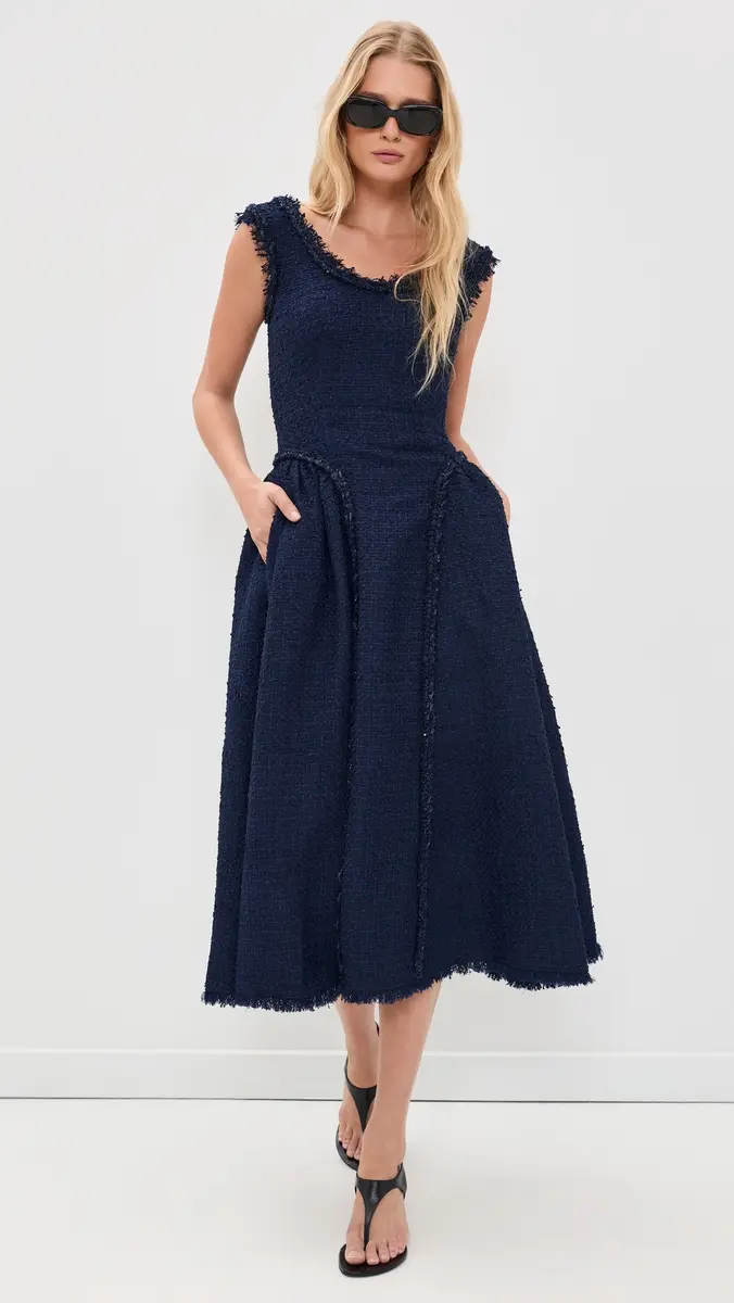 Self-Portrait Boucle Midi Dress | Thumbnail 5 Self-Portrait Boucle Midi Dress | Thumbnail 5