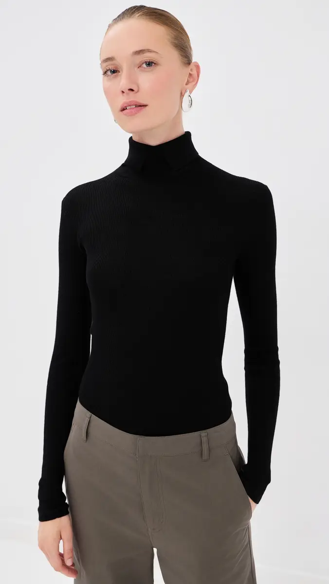 Tibi Featherweight Ribbed Split Neck Turtleneck Sweater | Thumbnail 2 Tibi Featherweight Ribbed Split Neck Turtleneck Sweater | Thumbnail 2