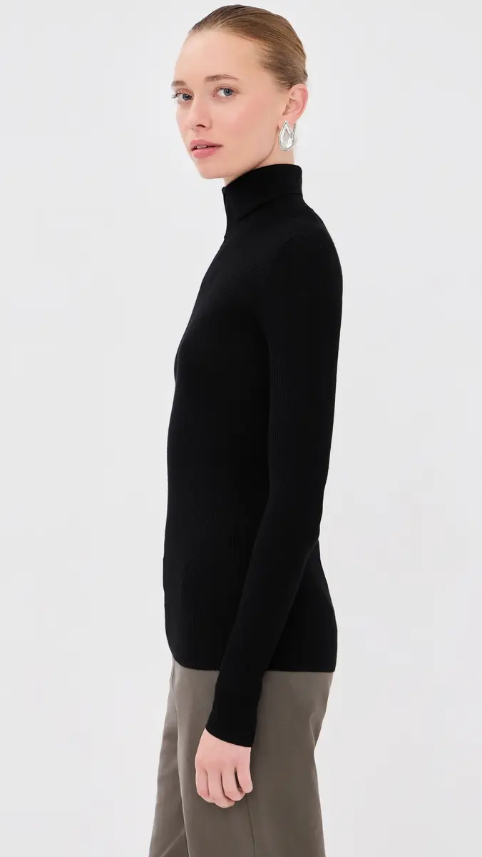 Tibi Featherweight Ribbed Split Neck Turtleneck Sweater | Thumbnail 4 Tibi Featherweight Ribbed Split Neck Turtleneck Sweater | Thumbnail 4