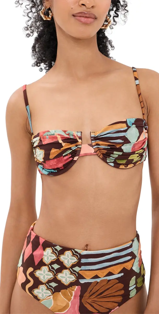 MINKPINK Isola Gathered Bikini Top Cocoa Coast | Image 1 MINKPINK Isola Gathered Bikini Top Cocoa Coast | Image 1