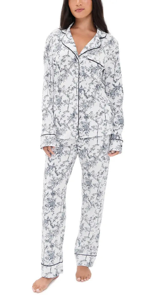 Petite Plume Pima Pajamas Set White | Image 1 Petite Plume Pima Pajamas Set White | Image 1