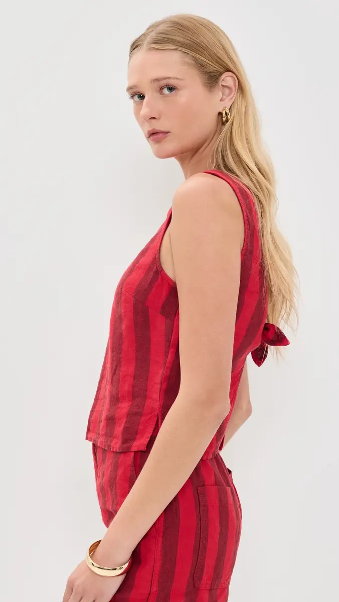 Madewell Tie-Back Shell Top in 100% Linen Big Bayside Stripe Enamel | Thumbnail 5 Madewell Tie-Back Shell Top in 100% Linen Big Bayside Stripe Enamel | Thumbnail 5