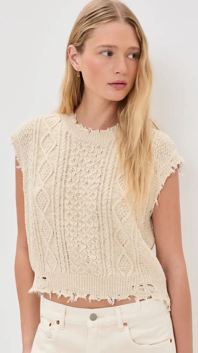 Denimist Boyfriend Cable Vest Ecru Slub | Thumbnail 2 Denimist Boyfriend Cable Vest Ecru Slub | Thumbnail 2