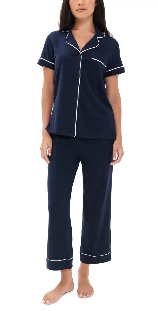 Petite Plume Cropped Pajamas et Navy | Image 1 Petite Plume Cropped Pajamas et Navy | Image 1