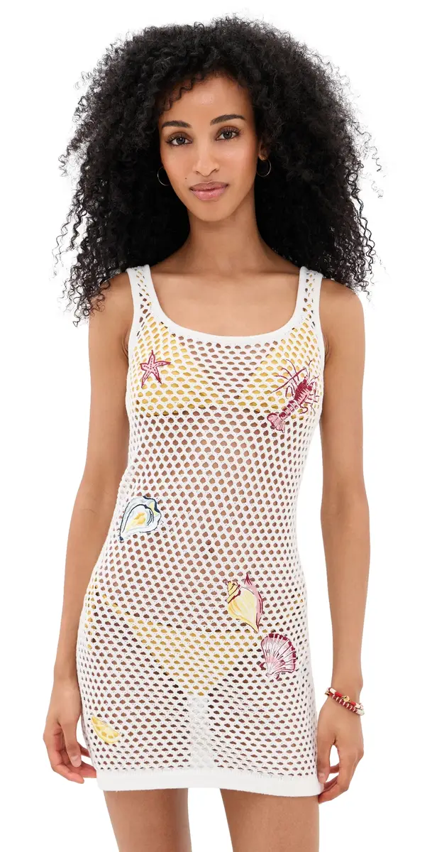 MINKPINK Soleia Crochet Cover Up Mini Dress White/Multi L | Image 1 MINKPINK Soleia Crochet Cover Up Mini Dress White/Multi L | Image 1