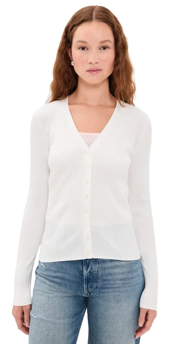 Sold Out NYC The Ribbed Favorite Cardigan In Cream Cream L | Image 1 Sold Out NYC The Ribbed Favorite Cardigan In Cream Cream L | Image 1