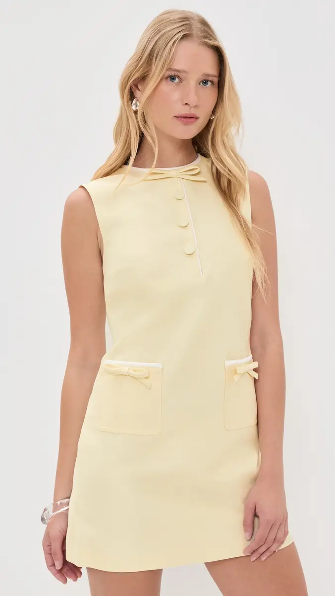 Self-Portrait Yellow Taffeta Bow Mini Dress | Thumbnail 2 Self-Portrait Yellow Taffeta Bow Mini Dress | Thumbnail 2