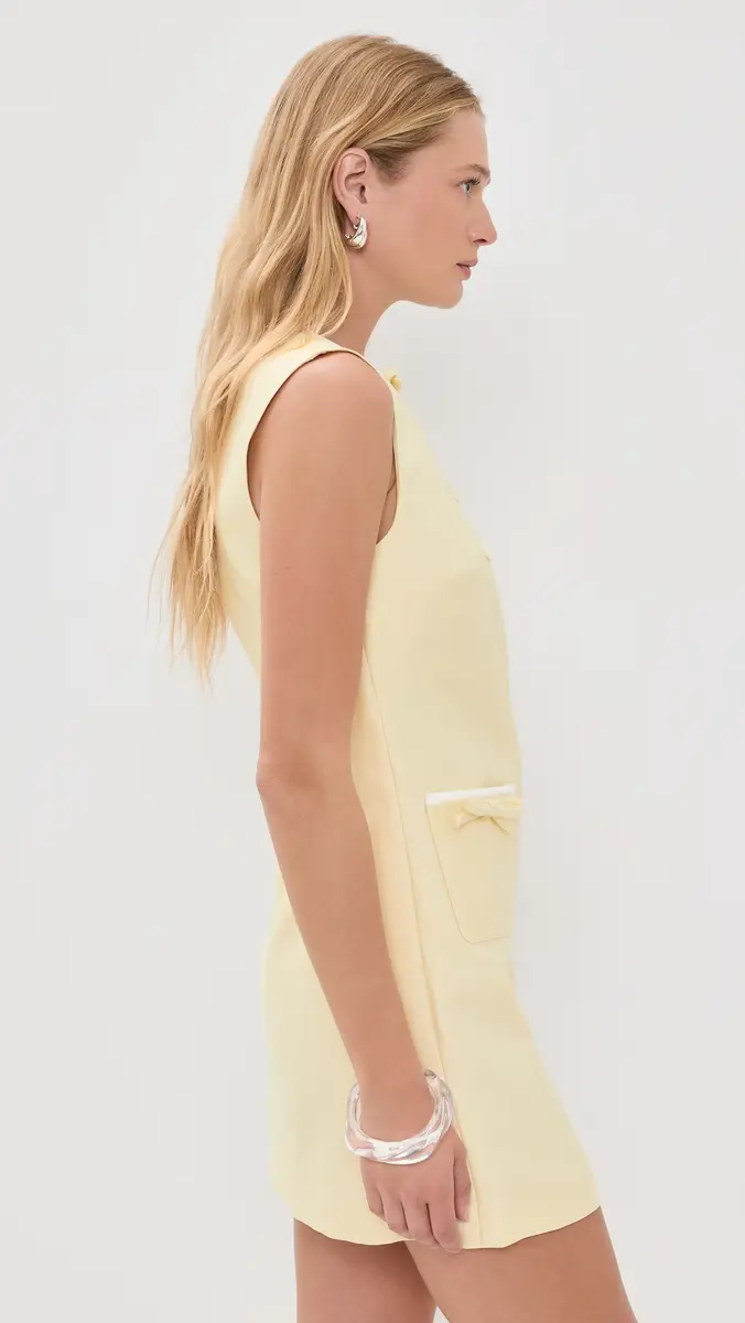 Self-Portrait Yellow Taffeta Bow Mini Dress | Thumbnail 4 Self-Portrait Yellow Taffeta Bow Mini Dress | Thumbnail 4