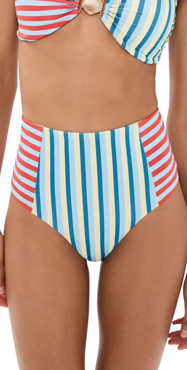 MINKPINK Aurora High Waisted Bikini Bottoms pliced Stripe | Image 1 MINKPINK Aurora High Waisted Bikini Bottoms pliced Stripe | Image 1