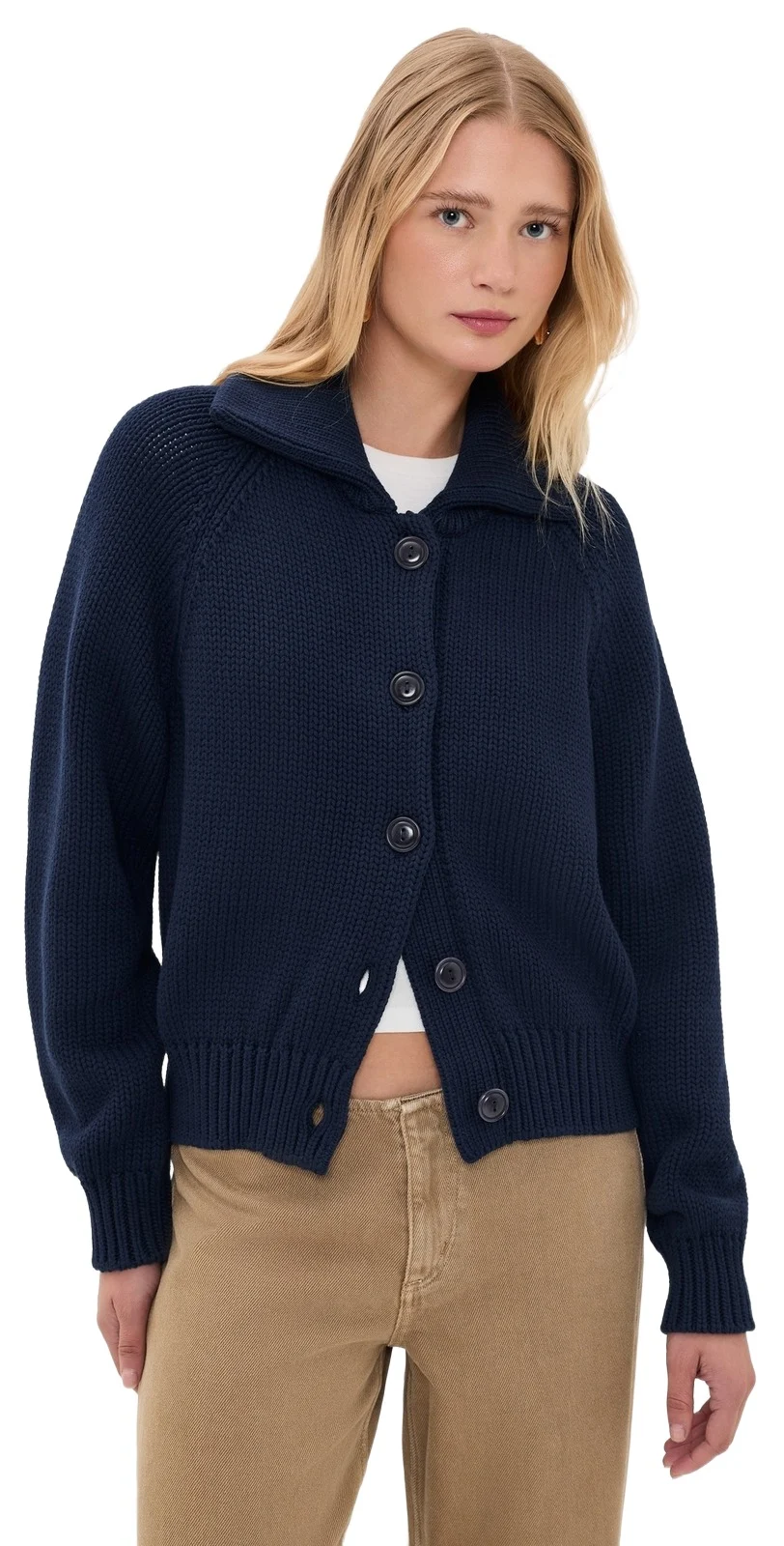 Cotton Long Sleeve Collared Cardigan Cotton Long Sleeve Collared Cardigan