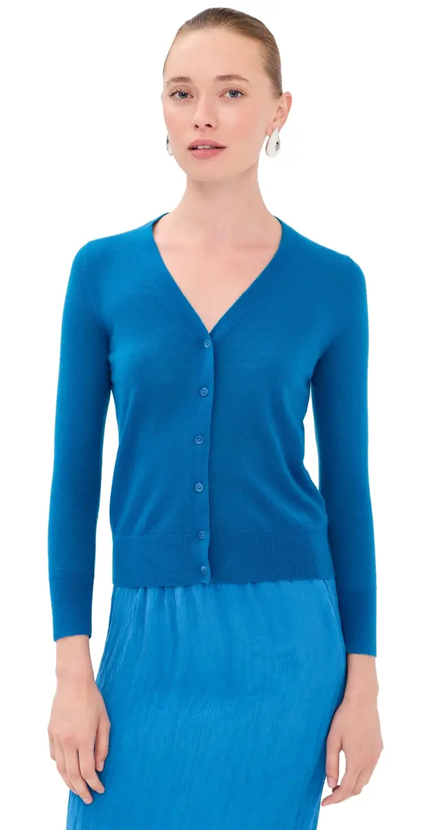 Tibi ercerized Wool Shrunken Cardigan Bright Blue | Image 1 Tibi ercerized Wool Shrunken Cardigan Bright Blue | Image 1
